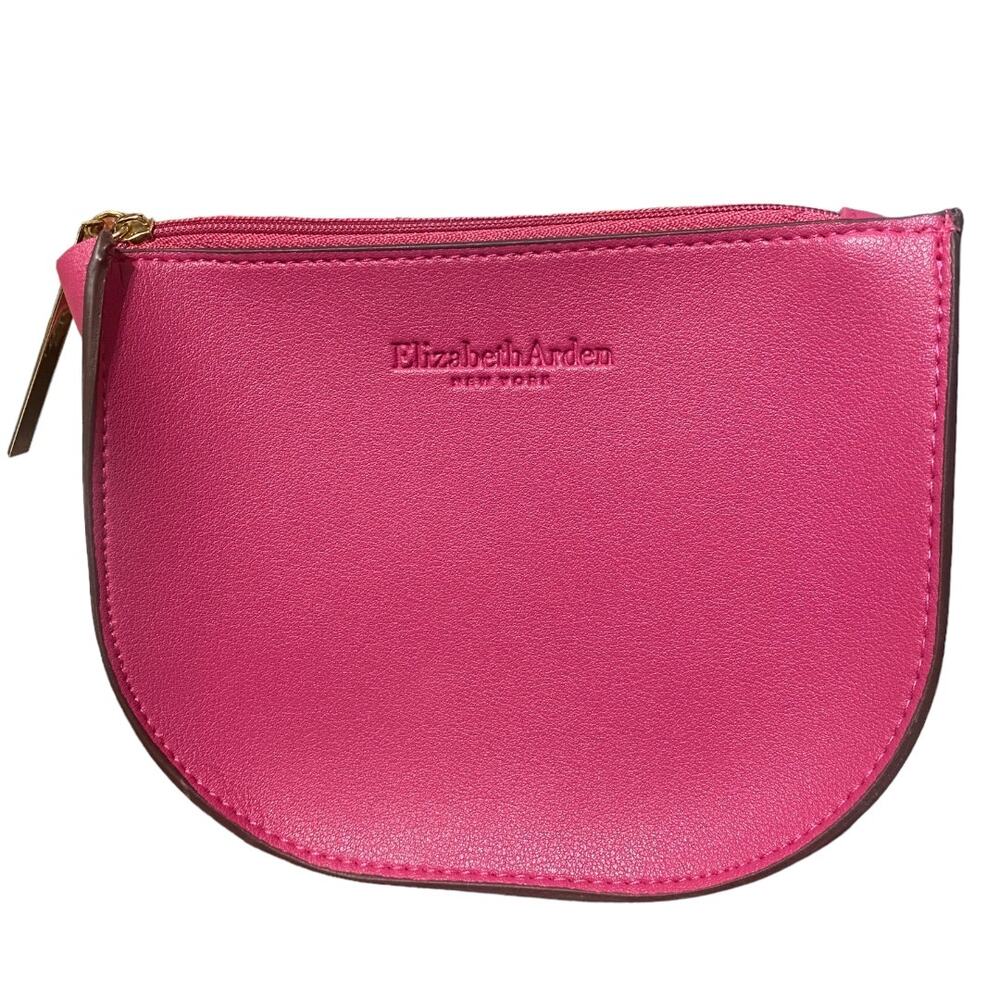 NEW Elizabeth Arden mini pink cosmetic or jewelry bag with gold tone hardware
